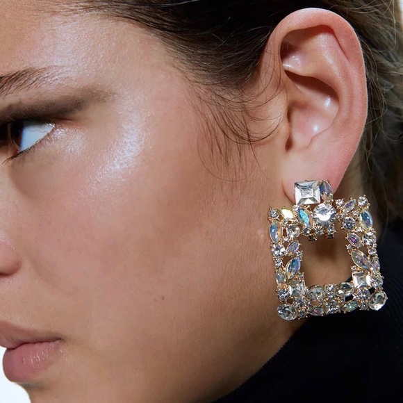 Zara Jewelry - ZARA Square Shape Glam earrings so pretty! Brand new!